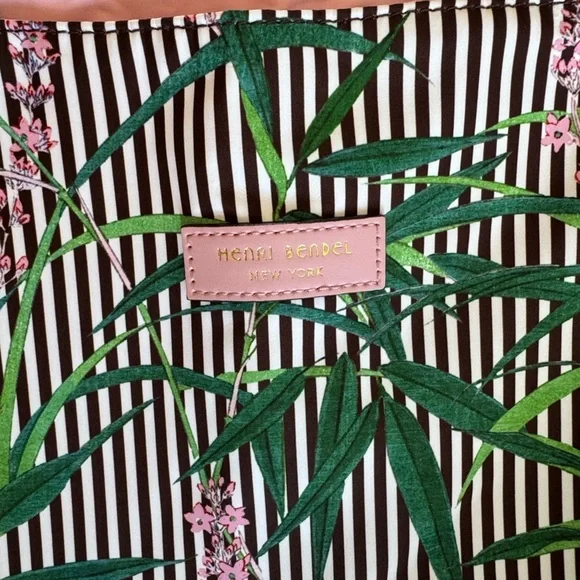Henri Bendel Green and Pink Striped Tote - Picture 7 of 9
